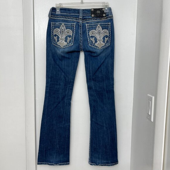 Miss Me Fleur de Lis boot cut embroidered women's jeans size 26 - Picture 3 of 7
